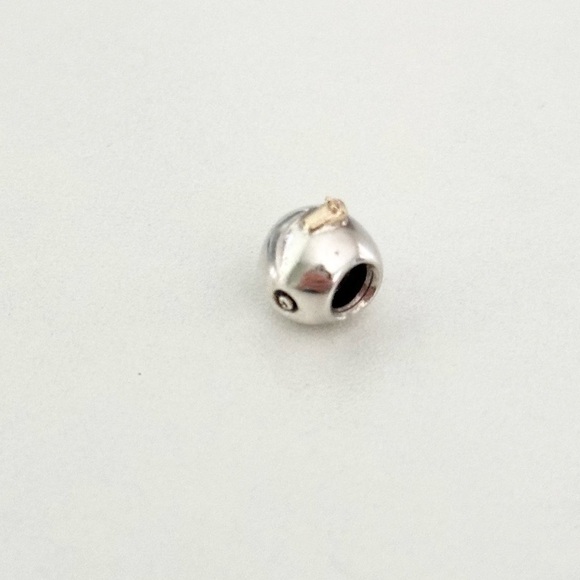 Pandora 925 & 14K Gold Two Tone Apple & Worm Rare Retired Bead Charm - Picture 6 of 6